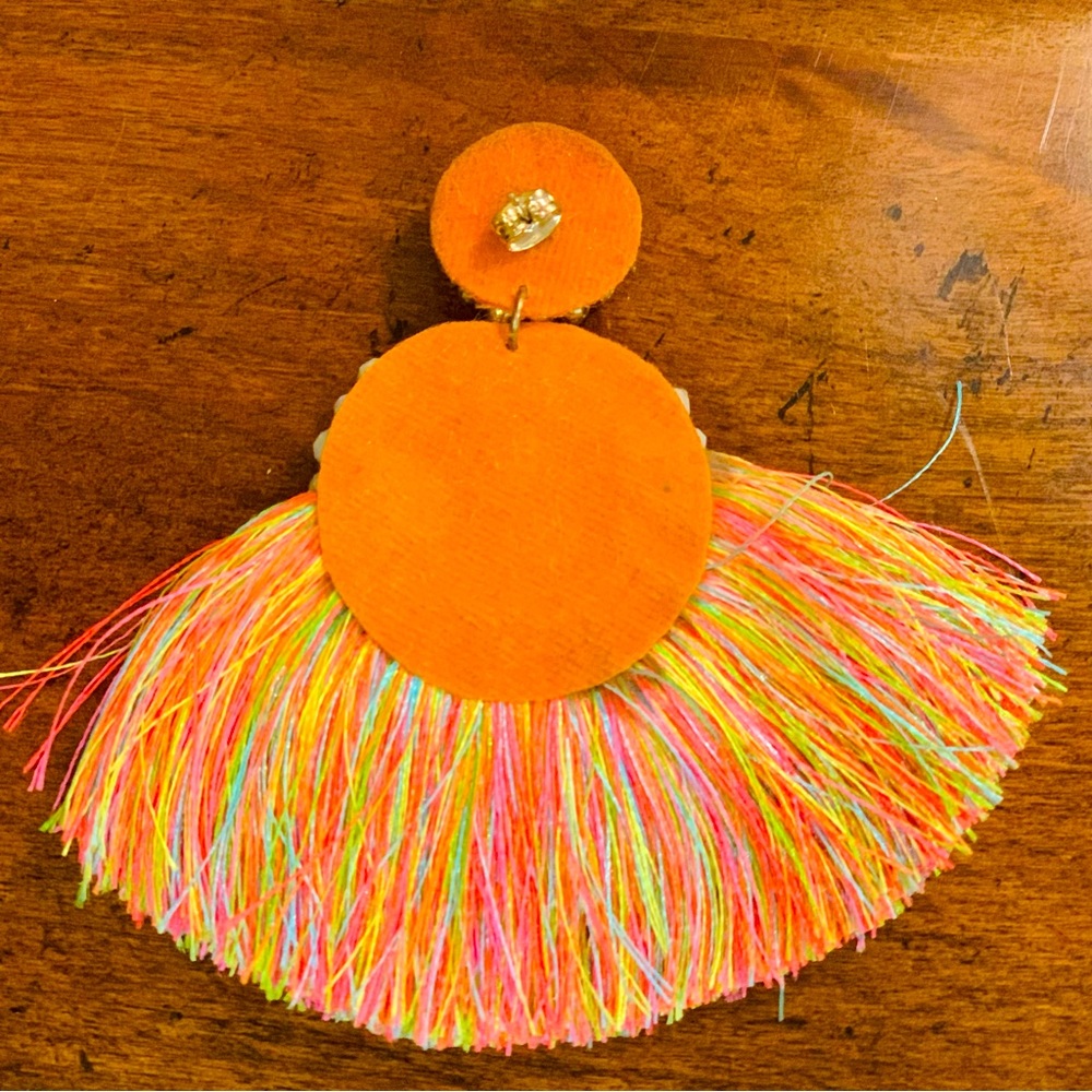 NEIMAN MARCUS Hand Beaded Fringe Statement Earrings - Picture 9 of 15